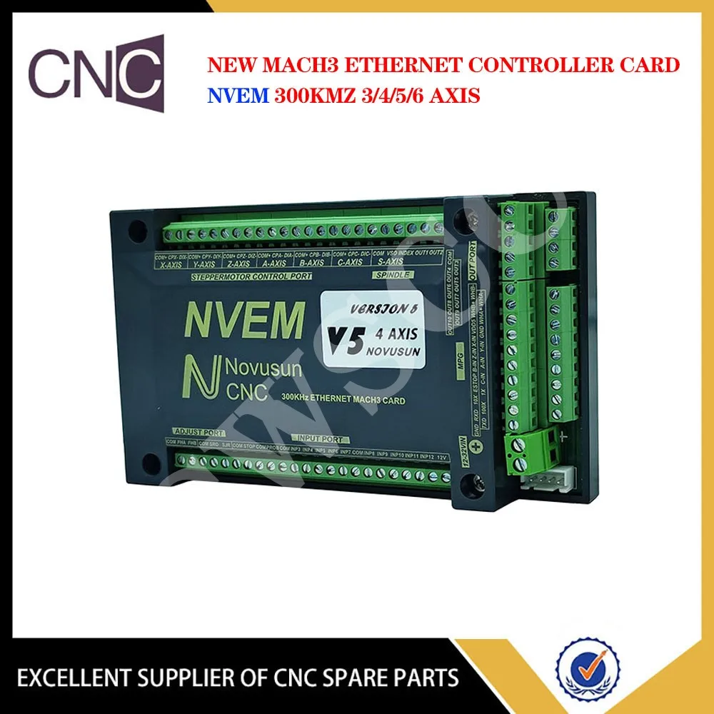 New NVEM V5 mach3 Ethernet motion control card 3/4/5/6 axis engraving machine controller 300KMz pulse support G code