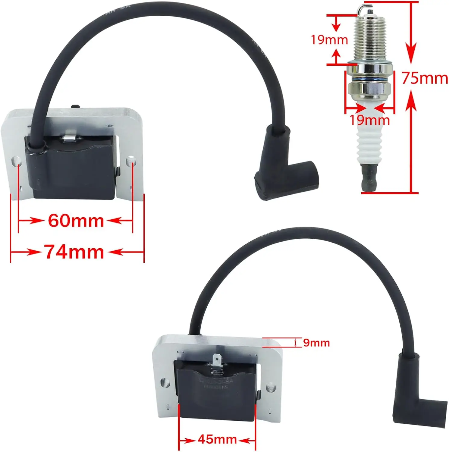 2 Pcs  24-584-45-S Ignition Coil Replaces For Kohler 24-584-01-S  For CH20S  CV18 SV710 SV830 MIU11542 M132370 with Spark Plug