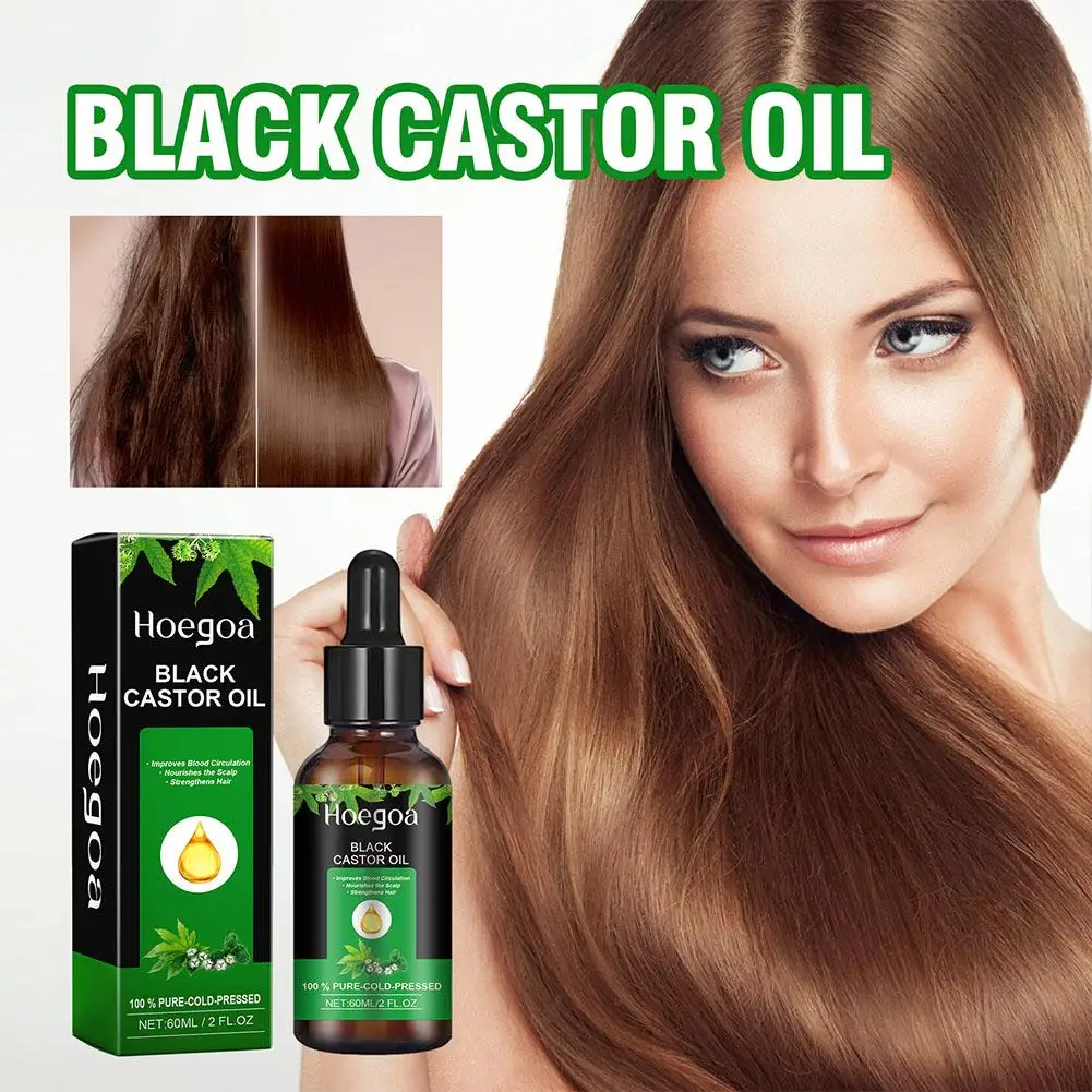 

60ml Black Castor Oil Nourishes Skin Massage Essential Aging Oil Products Skin Eyebrows Growth Care Prevents Ha L2I3