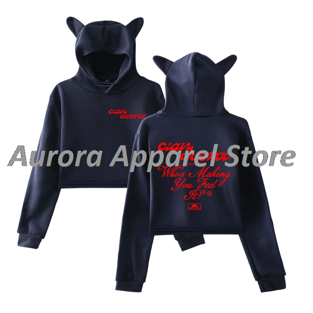 Cian Ducrot من يجعلك يشعر ذلك البلوز الإناث آذان القط هوديي طويلة الأكمام المحملة الملابس النسائية