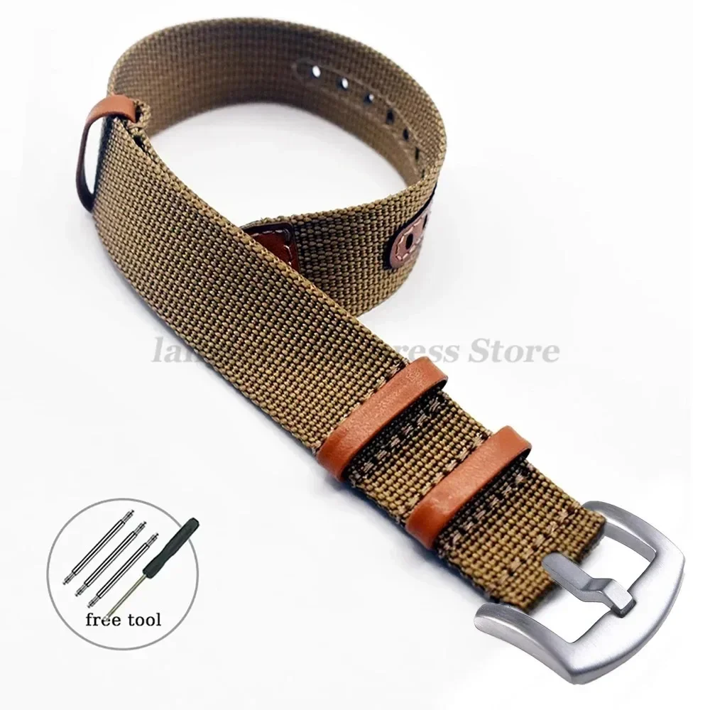 20mm 22mm Horloge Armband voor Seiko voor Rolex Canvas Nylon Patch Lederen Band Horlogeband voor Hamilton voor omega Vervanging Riemen