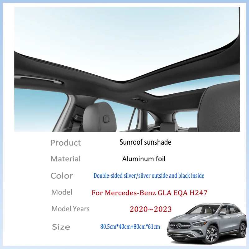 For Mercedes-Benz GLA EQA H247 2020~2023 2022 Car Sun Shades Cover Sunroof Sunshade Protector Anti-UV Heat Isolate Accessories