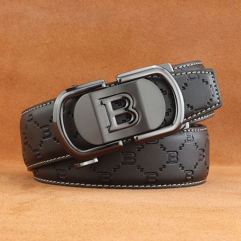 Cinturones de diseñador para hombre, hebilla deslizante con letra B, cuero genuino de alta calidad, moda de marca de lujo, pretina para hombres jóvenes