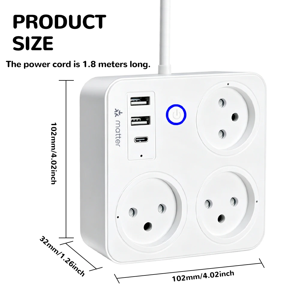 Israel Matter Smart Power Strip Voice Remote Control Timing Works With SmartThings Google Apple Home Siri PD20W 4000W 16A Socket