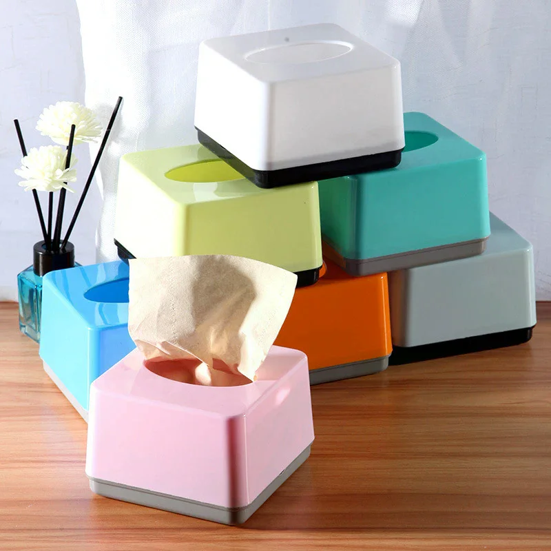 Commercial Grade Square Plastic Tissue Box Home Restaurant Living Room Drawer Type Can Print Logo Easy To Assemble Tissue Box