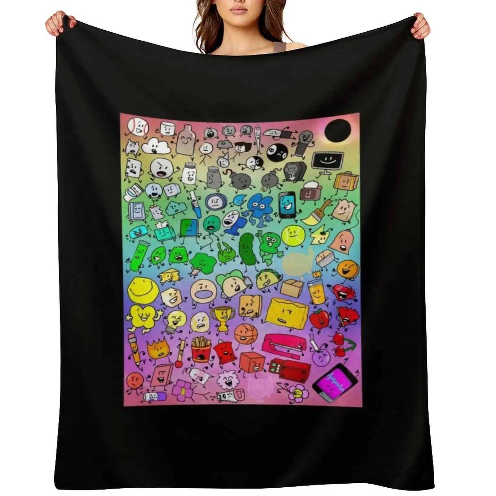 

BFDI Inanimate Insanity All Characters (Rainbow) Throw Blanket Blankets For Baby Flannels Decorative Sofas Moving Blankets