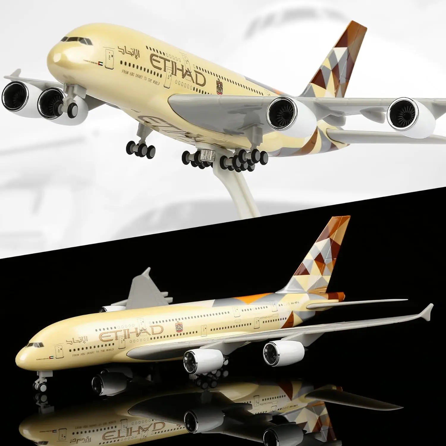 

Масштабная модель самолета A380 авиакомпании Etihad Airways 1:240, 30 см, из смолы, игрушка-самолет, подарок для детей, для коллекции и декора