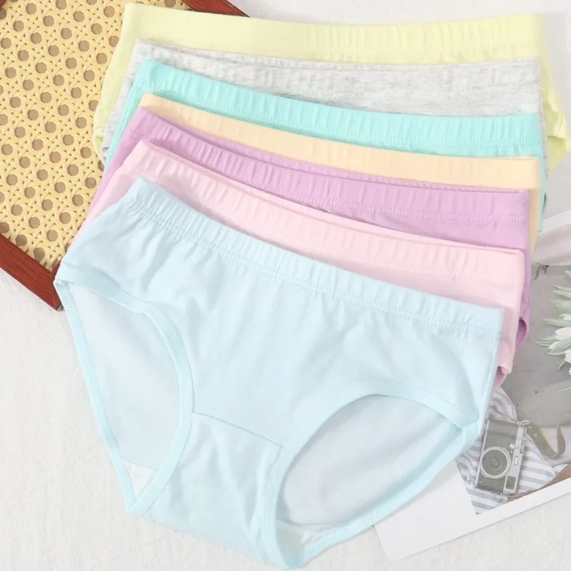 

7PCS Girls Solid Daily Panties Kids Cotton Soft Comfort Antibacterial Knickers 3+y Young Children Thin Breathable Underwears