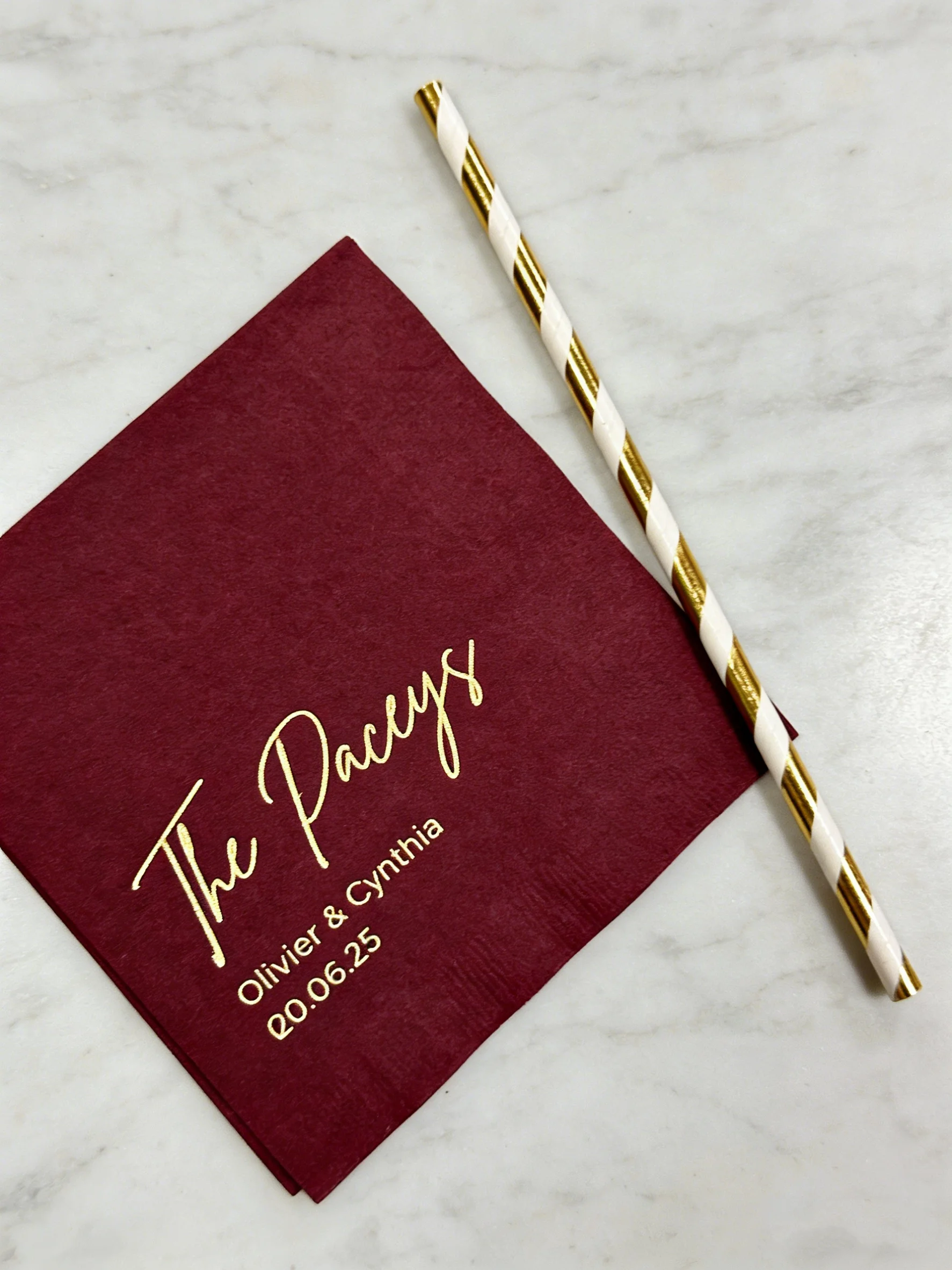 50pcs Custom Wedding Personalized Napkins | Monogrammed Name Date Paper Napkins for Wedding Anniversary Party | Cocktail & Lunch