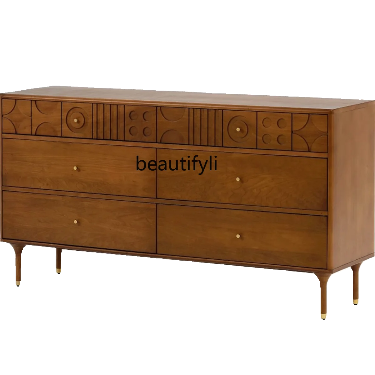 

Nordic Solid Wood Six Bucket Retro Six Chest of Drawer Living Room Bedroom Wall Storage Display Cabinet