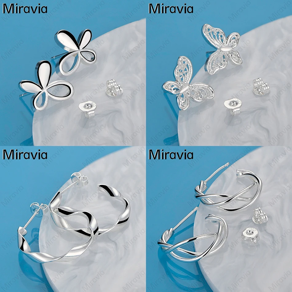 

Miravia 925 Sterling Silver Butterfly Earrings Women Charm Fashion Engagement Holiday Gift Jewelry