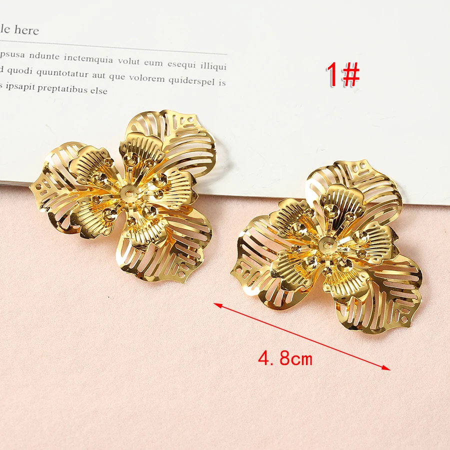 6pcs/lot Metal Filigree Wraps Flowers Crown Slice Pieces Connectors Embellishments Golden Plated For Jewelry Making Crafts Deco