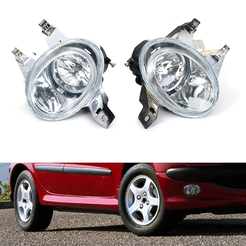 Car Front Fog Lamp Fog Light Front Bumper Lamp Reflector Light Driving Anti Fog Light for Peugeot 206 2005-2008