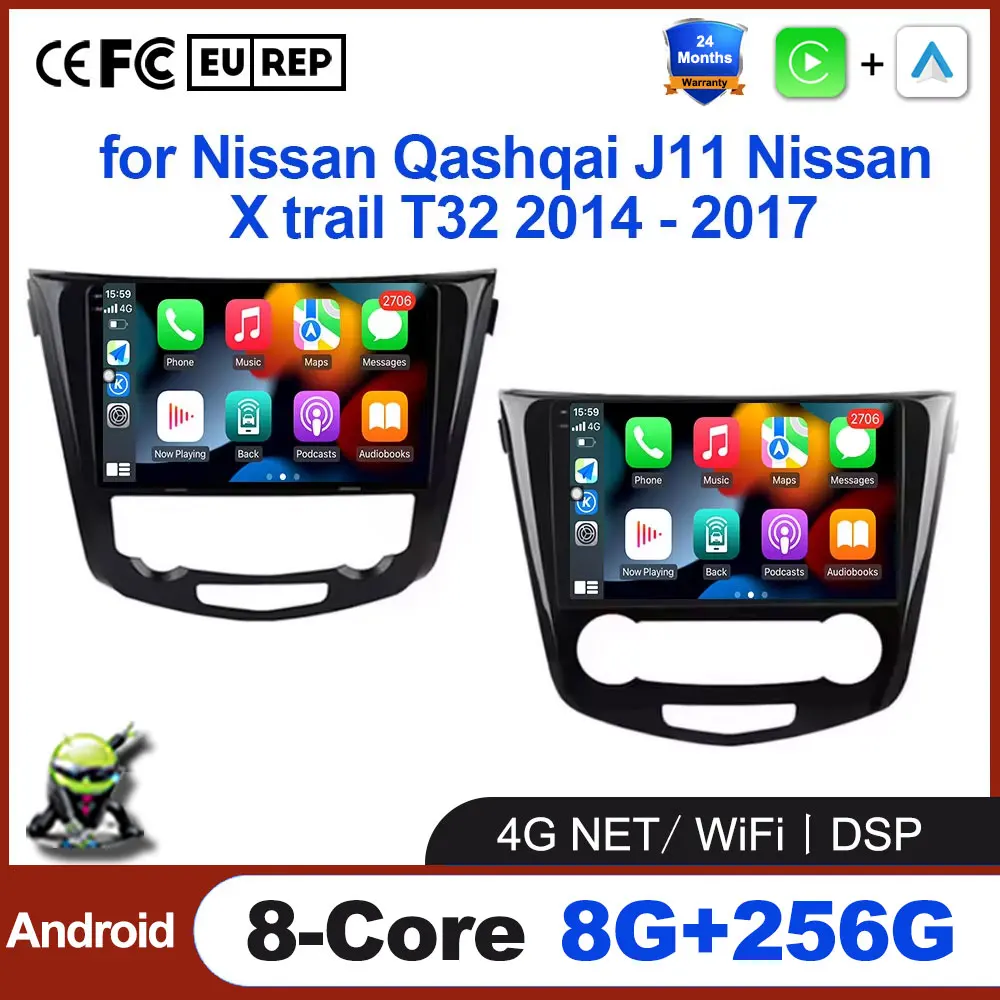 Android Auto Wireless Carplay For Nissan X-Trail xtrail X - Trail 3 T32 2013 - 2022 Qashqai 2 J11 Car Radio Video GPS Navigation