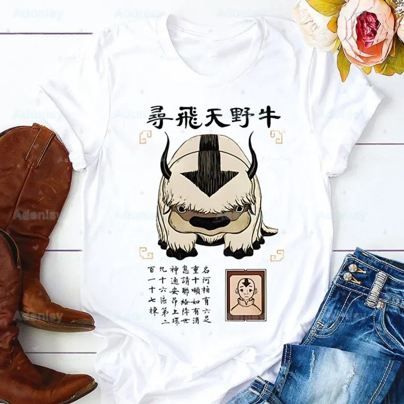 Appa YIP YIP Avatar The Last Airbender Cartoon T Shirt Women 90s Graphic T-shirt Harajuku Tops Tee Cute Short Sleeve Tshirts