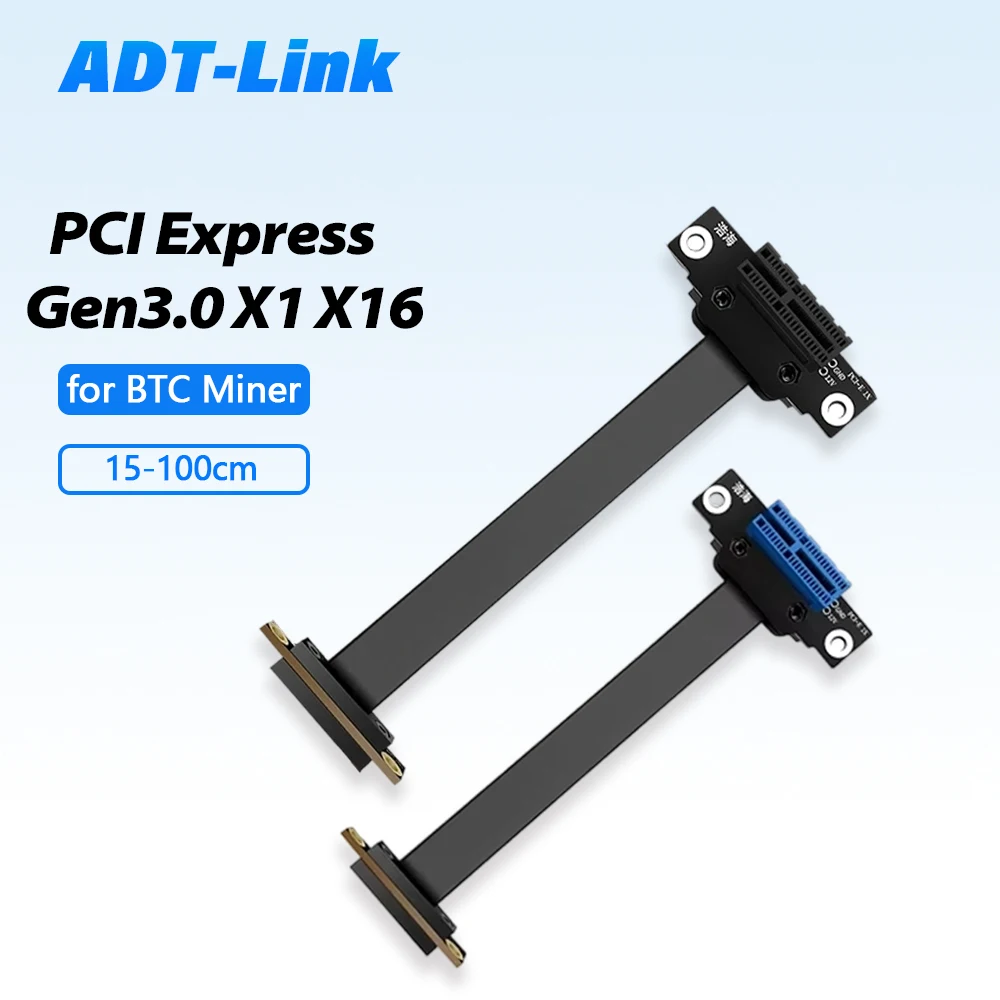 

PCI-E PCI Express Gen3.0 X1 X16 Riser Graphics Card Ribbon Extension Cable for BTC Miner PCI-E 1x 16x 3.0 R11SF 15cm 25cm 100cm