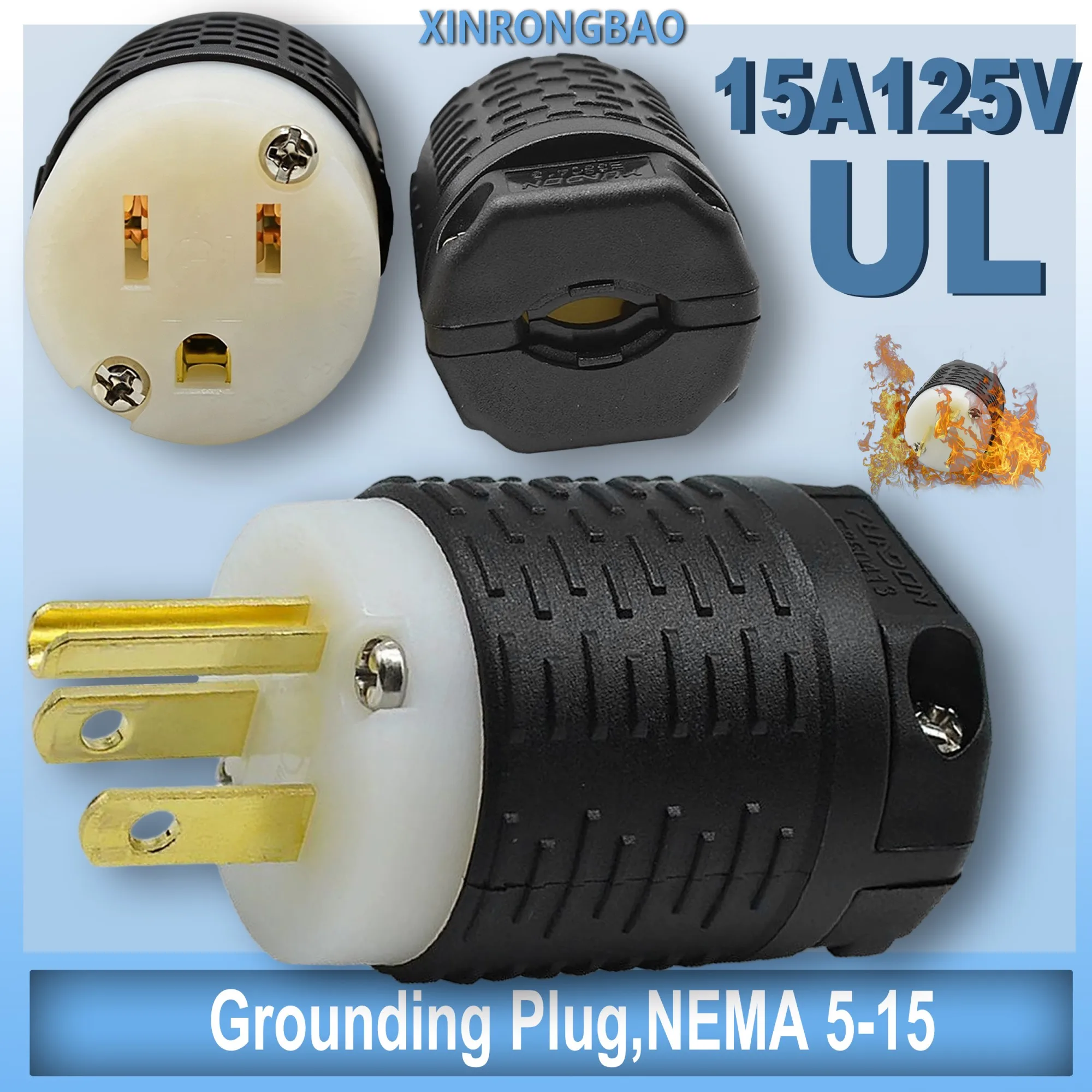 High quality America NEMA 5-15R 5-15P 15A US Industry Power Socket Plug Male Female 3 Pole Locked Wiring Connector power plug UL