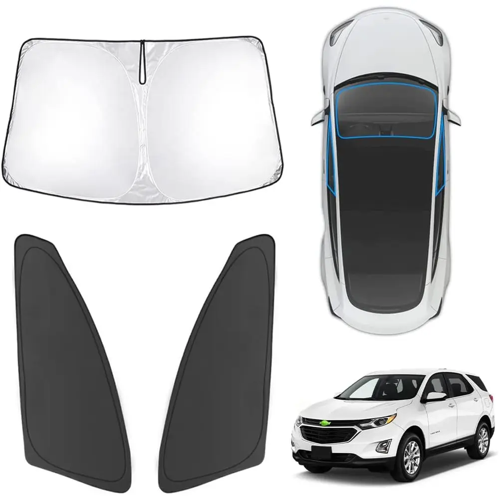 

Комплект из 3 солнцезащитных шторок для лобового и боковых окон Chevrolet Equinox 2018-2024, утолщенные, светоотражающие, на заказ, F