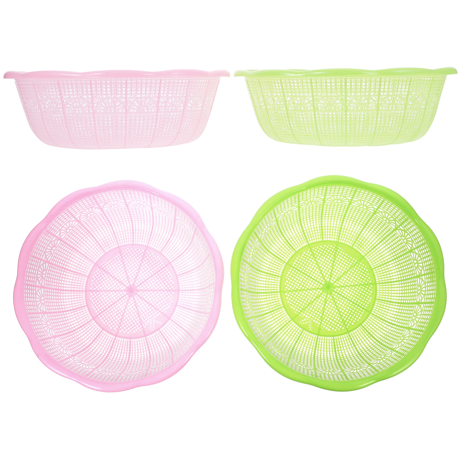 

4pcs Rice Basin Colander Set Plastic Fruit Veggie Washing Basket Drain Sieve Kitchen Tool Non Rust Waterproof Strainer