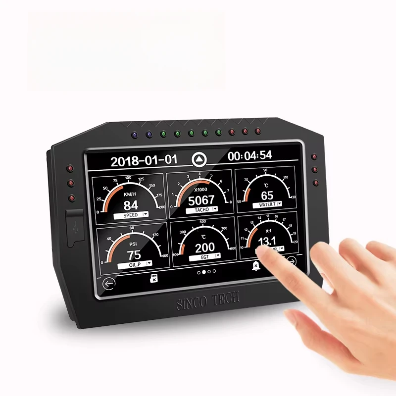 

SINCO TECH 7-дюймовый ЖК-дисплей, универсальная цифровая приборная панель, гоночная приборная панель, автоматический спидометр, тахометр, многофункциональный датчик для автомобиля (DO909)