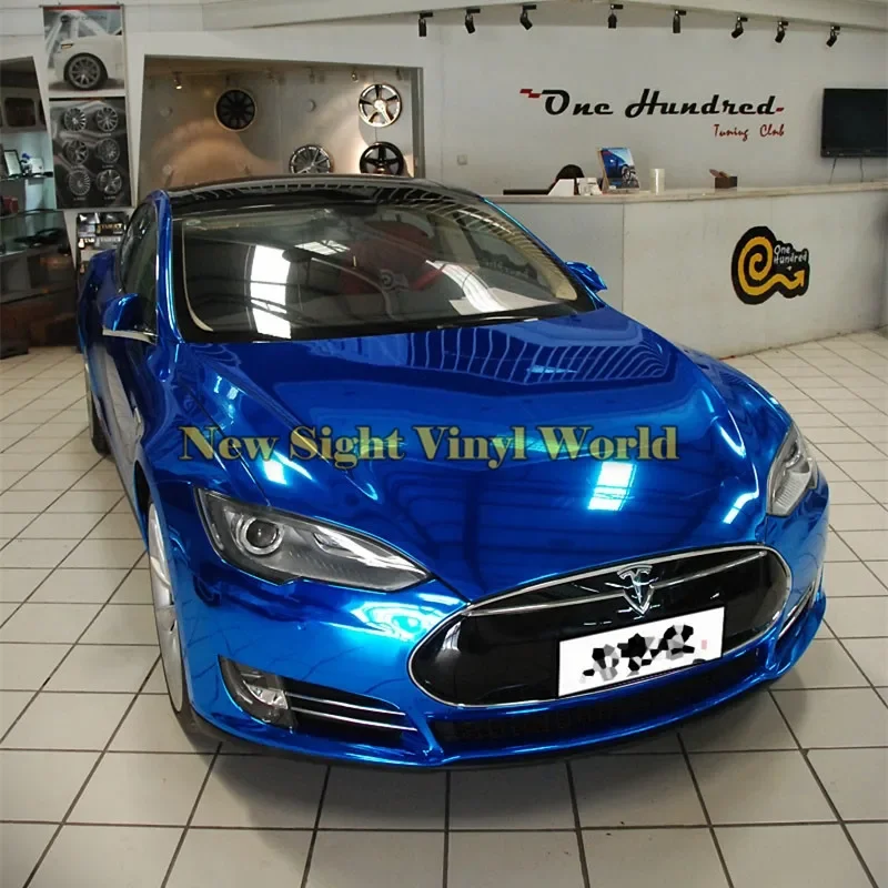 High Quality Flexible Mirror Chrome Blue Vinyl Car Body Wrap Sticker For Car Decal Air Bubble Free