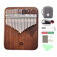 Hluru Professional 21 Key Walnut Borad Kalimba Thumb Piano Finger Piano for Beginner Solid Wood Mbira with Case