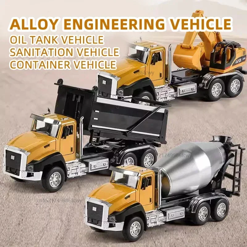 

1 Pack of Diecast Engineering Construction Vehicles Dump Digger Mixer Truck 1/50 Scale Metal Model Cars Pull Back Car Kids Toys