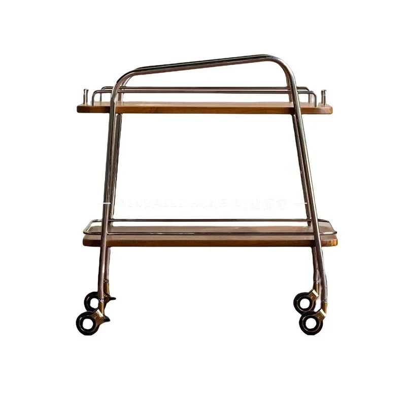 

Retro Japanese style tea cart,movable coffee table, sofa side snack storage