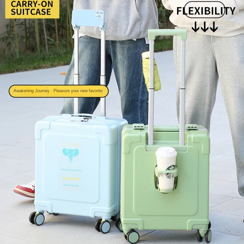 Suitcase 2024 New Cabin Travel Bags Detachabl Wheel Carry-on Password Trolley Luggage with Phone Stand Cup Holder 16