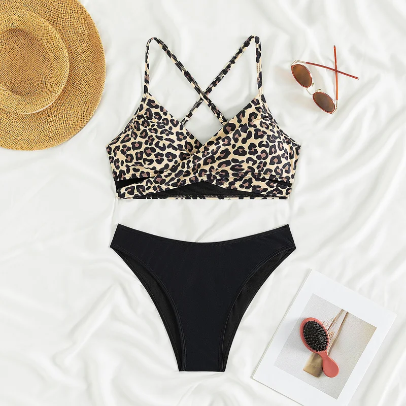 New Leopard Print Sexy Bikini Two-Piece Swimsuit for Women