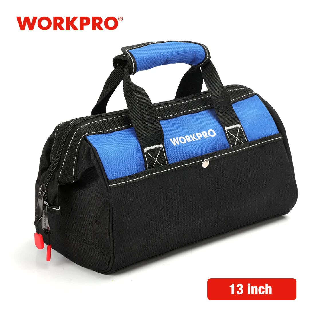 

WORKPRO 13 Inch Tool Bag Organizer with Wide Mouth Waterproof Multi-use Tool Tote Bag for Construction Carpentry Electrician