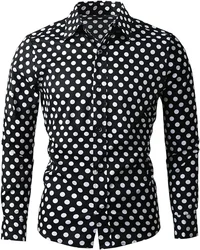 2024   10 Colors Polka Dot Long Sleeve Slim Shirt 3D Printed Lapel Button Top Long Sleeve Shirt Clothing Designer Design S-6XL