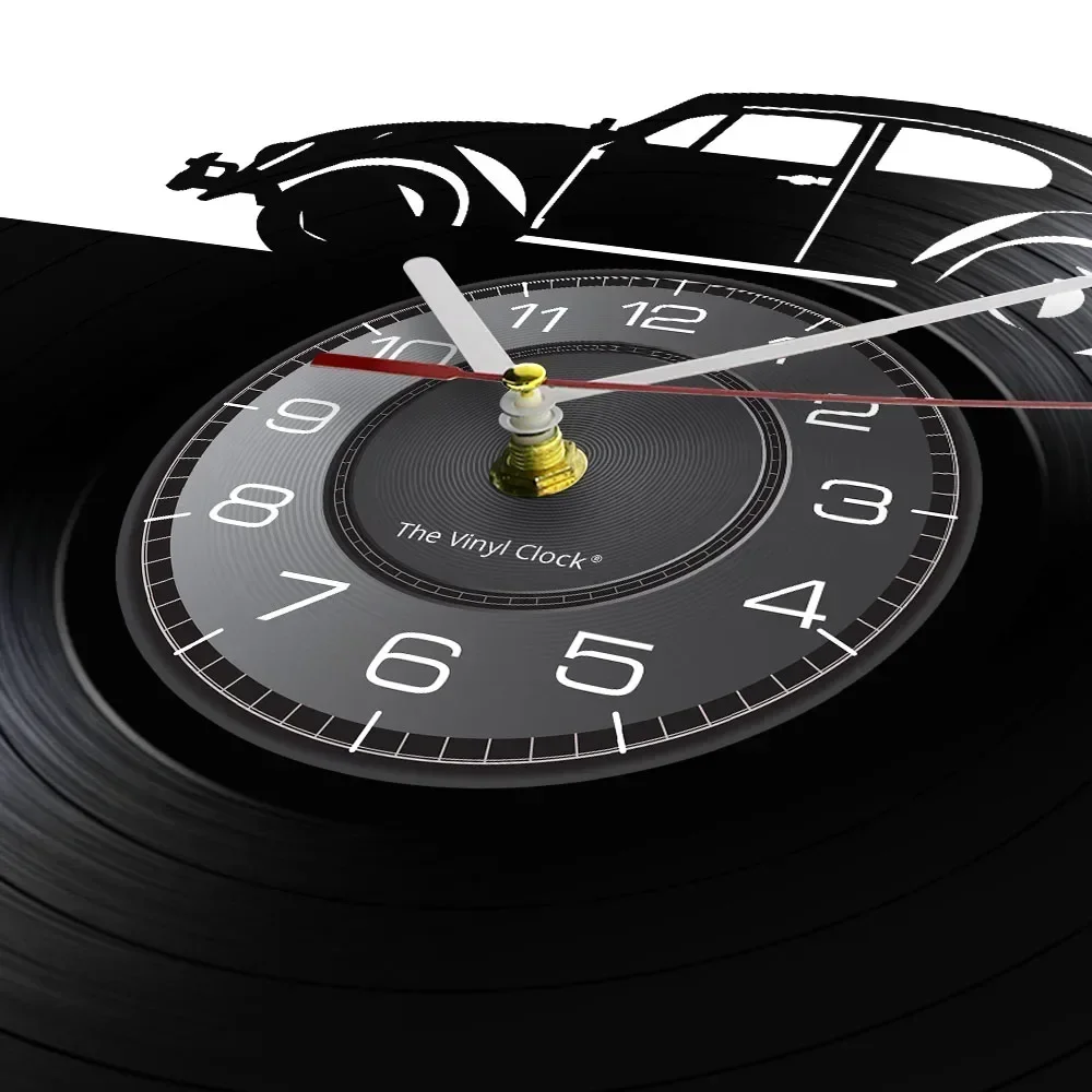 Vintage Car Art Vinyl Record Wall Clock Home Decoration Garage Wall Watch Customizable Garage Name Classic Car Gift Wall Clock