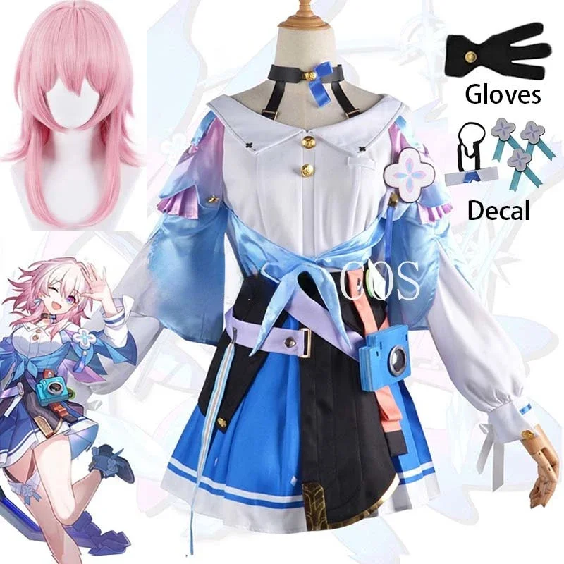 

Anime Cosplay Game Honkai Star Rail March 7th Cosplay Costume Big Size March 7th Dress Wig Role Play Lolita Outfit