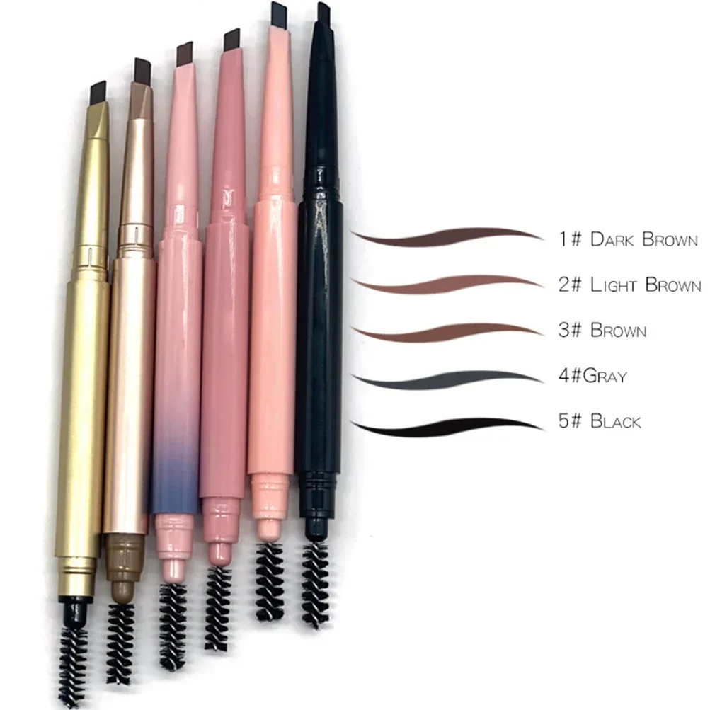 Privatte Label Eyebrow Pencil Custom Bulk Sweatproof Waterpoof Double-head Triangle Rotating No Smudge Eye Brow Pen Makeup