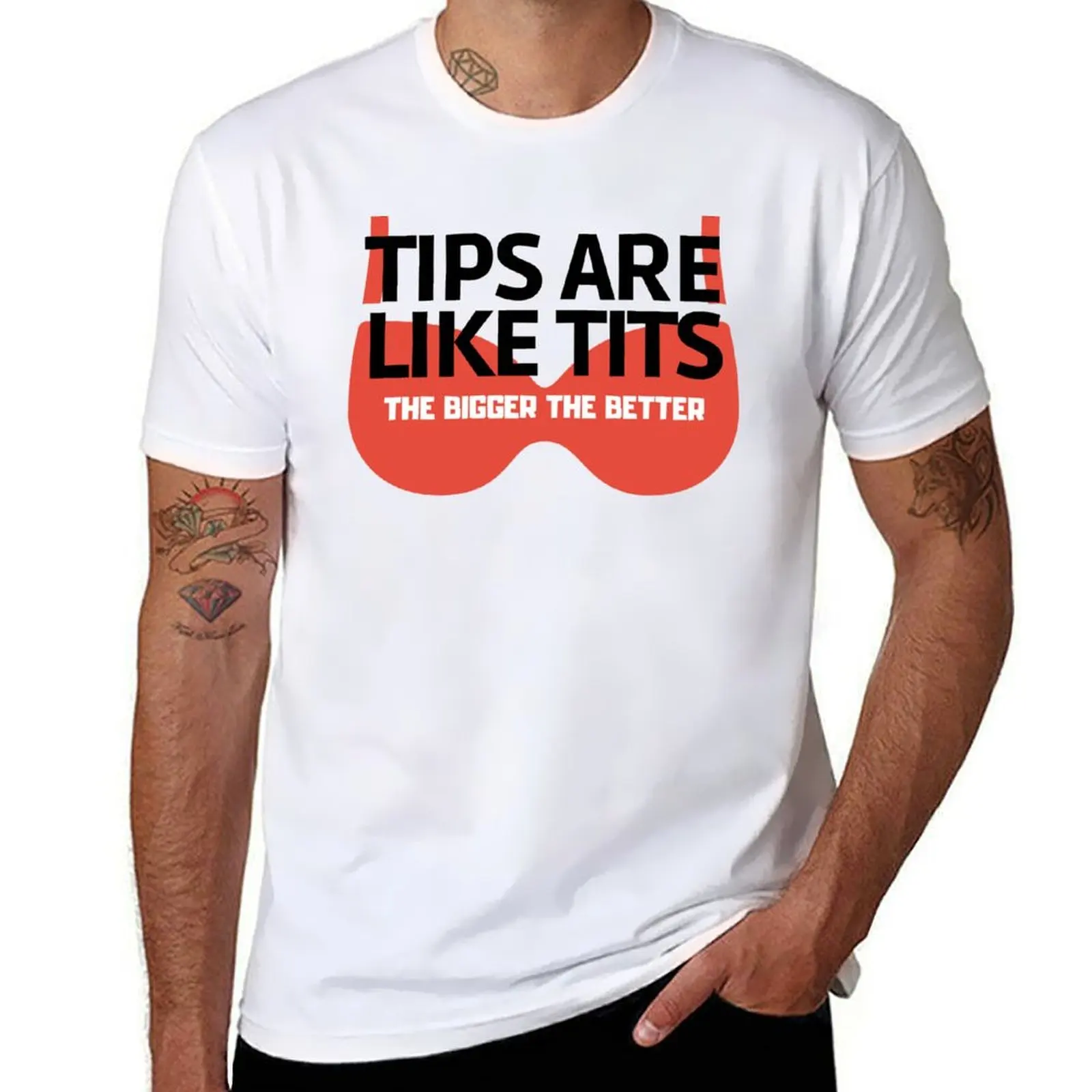 

Tips Are Like Tits The Bigger The Better, Funny Bartender Gift, Bartending Joke, Mixologist Gift Idea T-Shirt