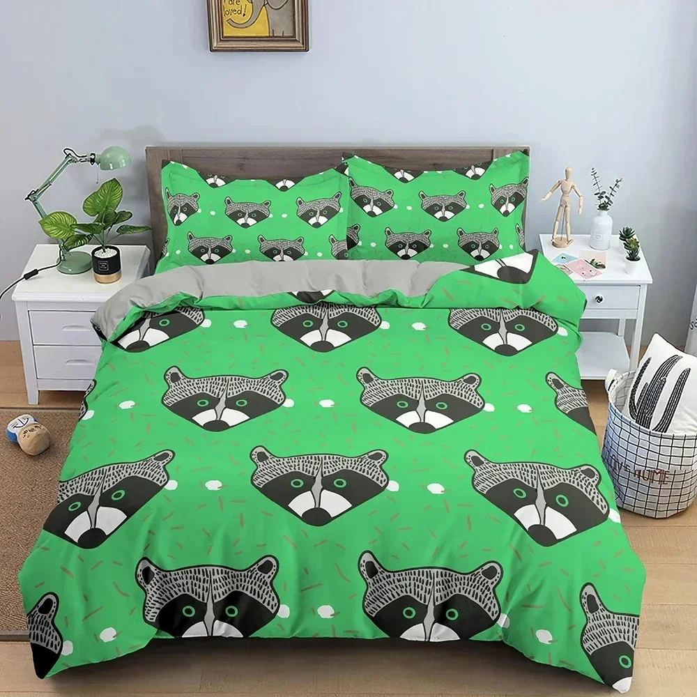 

3D Animals Raccoon Bedding Set For Boys Girls Twin Queen Size Duvet Cover Pillowcase Bed Kids Adult Fashion Home Textileextile