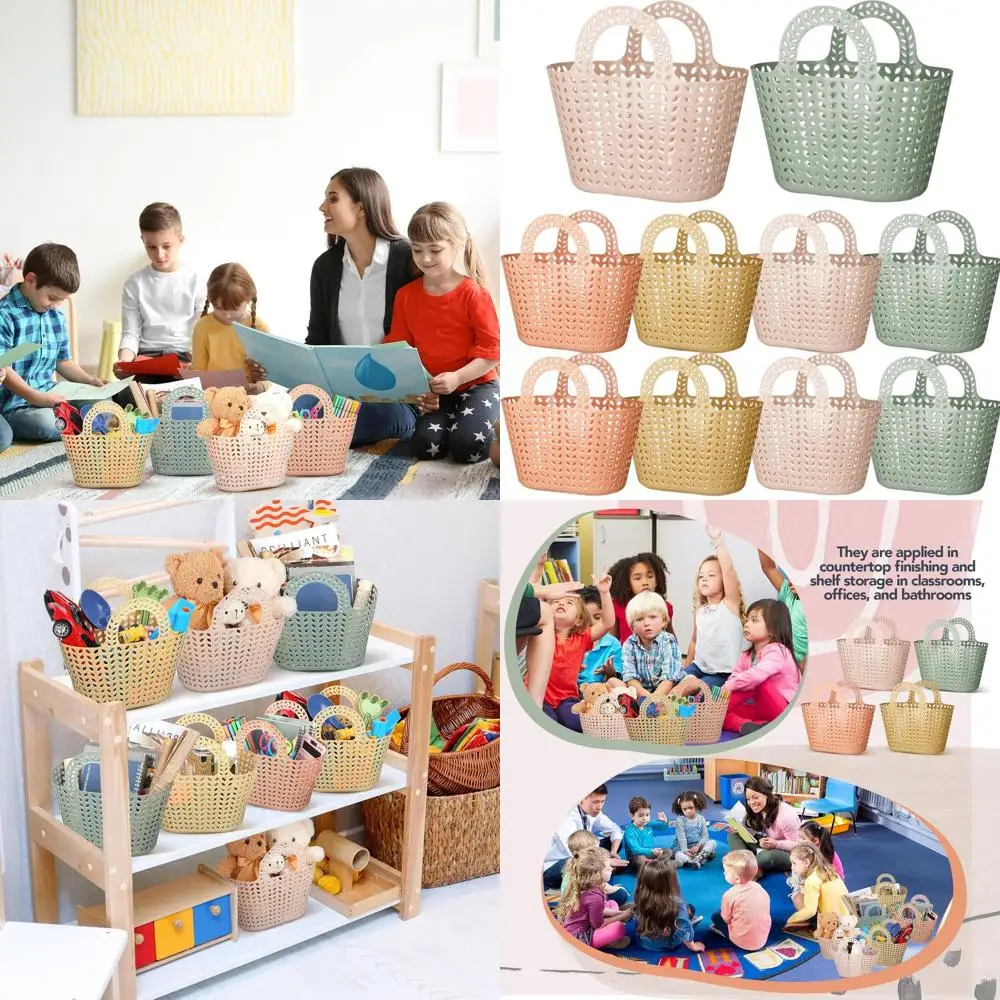 

Multicolor Oval Plastic Baskets with Handles for Portable Toiletry Storage: Perfect for Home, Dorms, and Showers