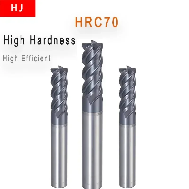 5PCS HRC 70 Radius Corner End Mill U-Groove Milling Cutter 4 Flutes CNC Tools Carbide Router Bit Corner Rounding End Mill Black