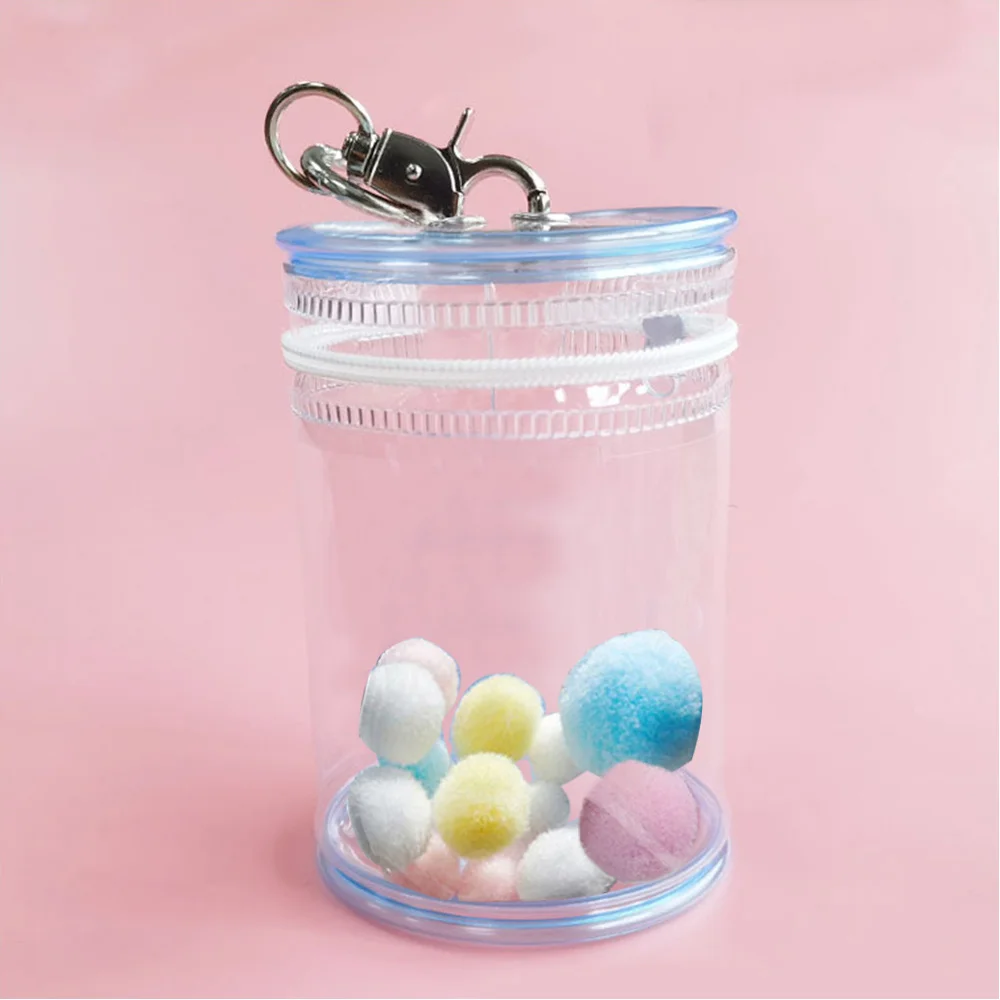 Dustproof Barrel-shaped Mystery Box PVC Organizer Transparent Storage Box Doll Bag Organization With Keychain Case 9.5*7*6.5cm