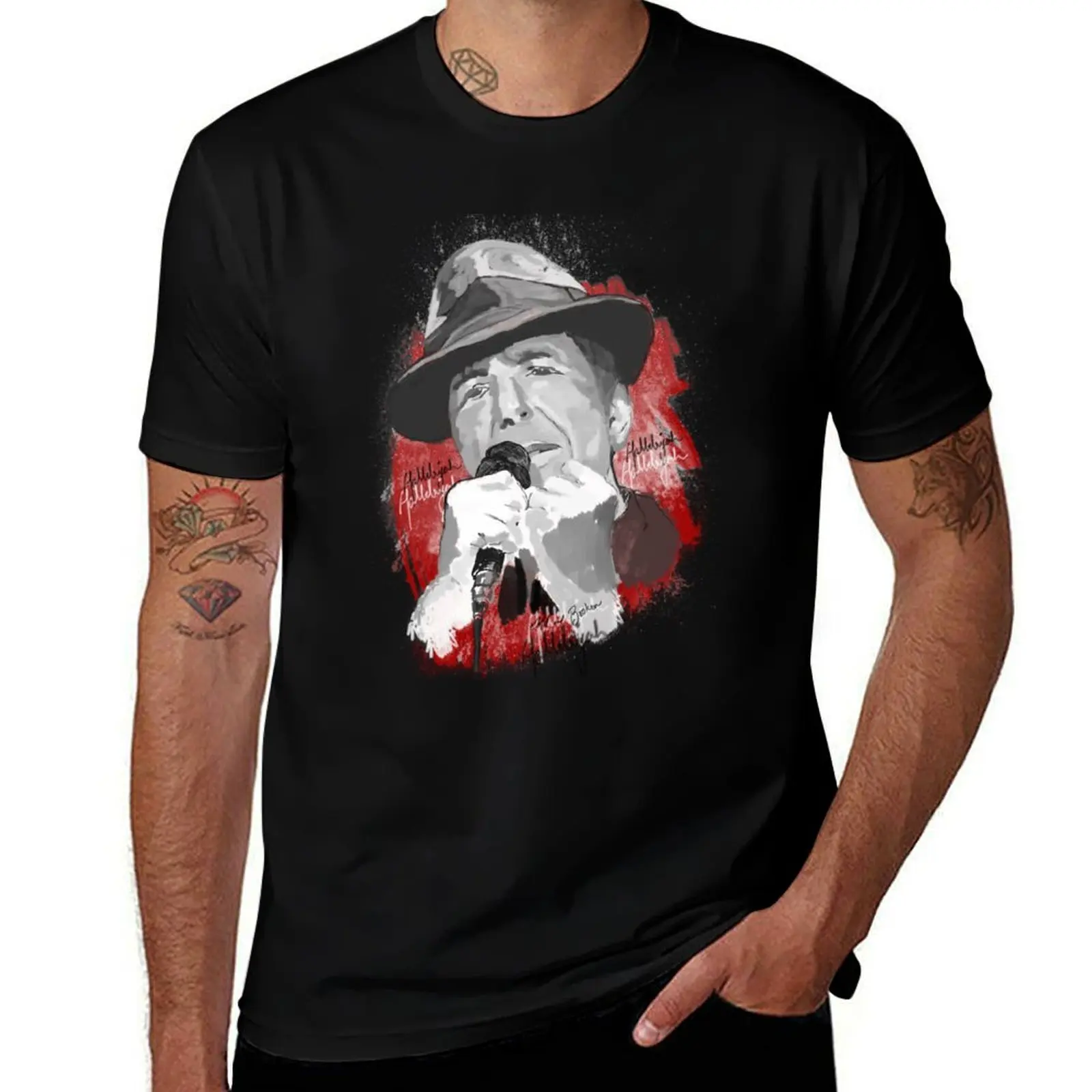 T-Shirt für Herren, grafisches T-Shirt, Leonard, schlichtes Cohen-Mann-T-Shirt, bedruckt für Hemd, T Hallelujah –