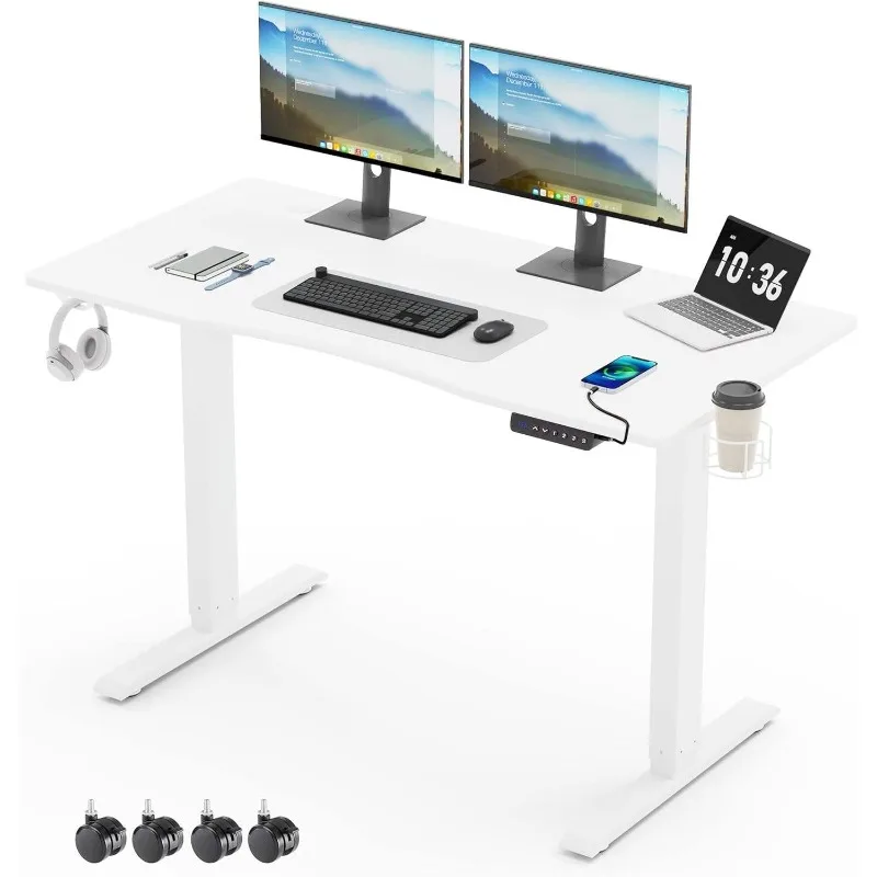 

Dual Motor Electric Height Adjustable Desk Foldable Mobile Computer Table With Child Lock For Small Apartment Home Office