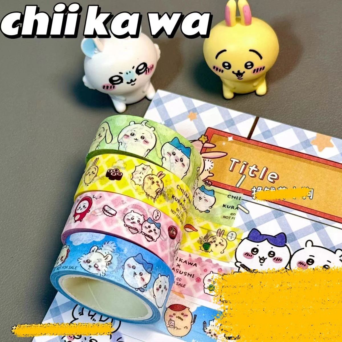 Chiikawa Cute Washi Tape 3 Meters Diy Hand Account Material Decorative Sticker Cartoon Tape Japanese Style ハチワレ うさぎ USAGI ちいかわ