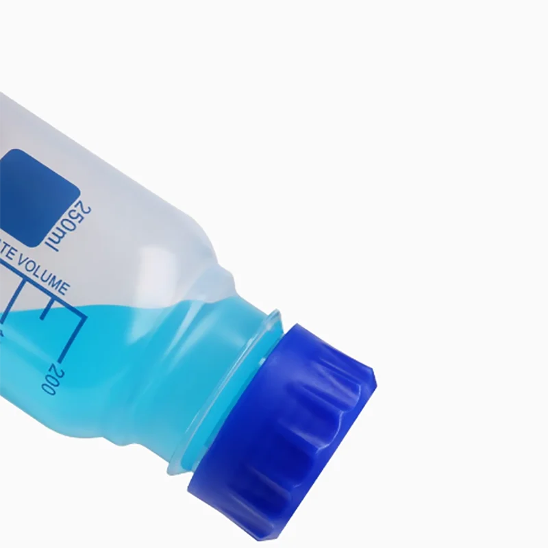 100 250 500 1000 2000ml GL45 plastic blue cap reagent bottle silk mouth bottle acid and alkali resistant sample graduated bottle