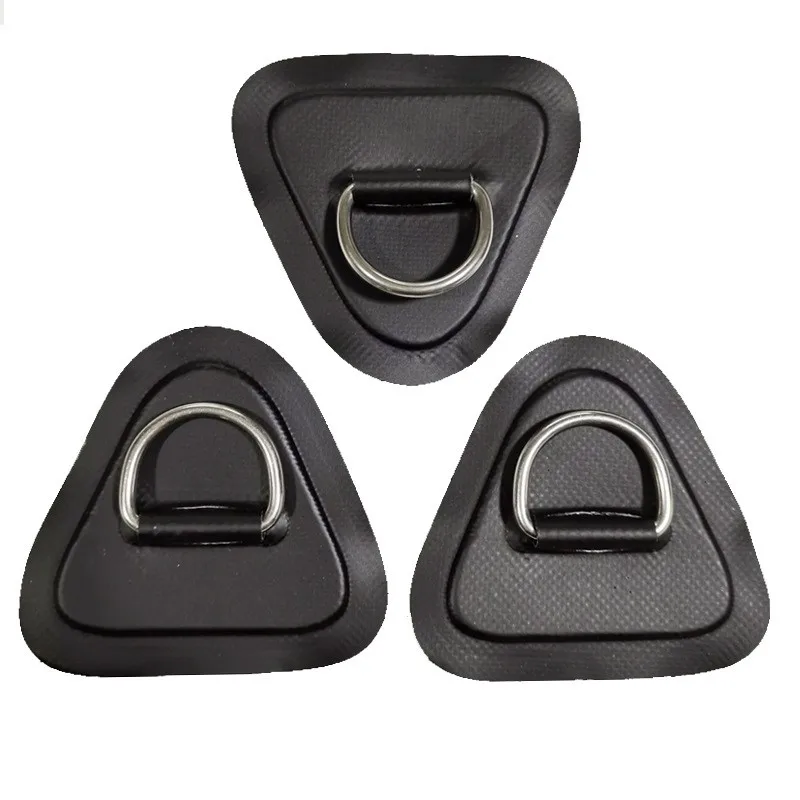 3/4PCS Surfboard Inflatable Boat Triangle Patch 9cm With Stainless Steel DRing Inflatable Boat Patch Canoe Deck Rigging Tool