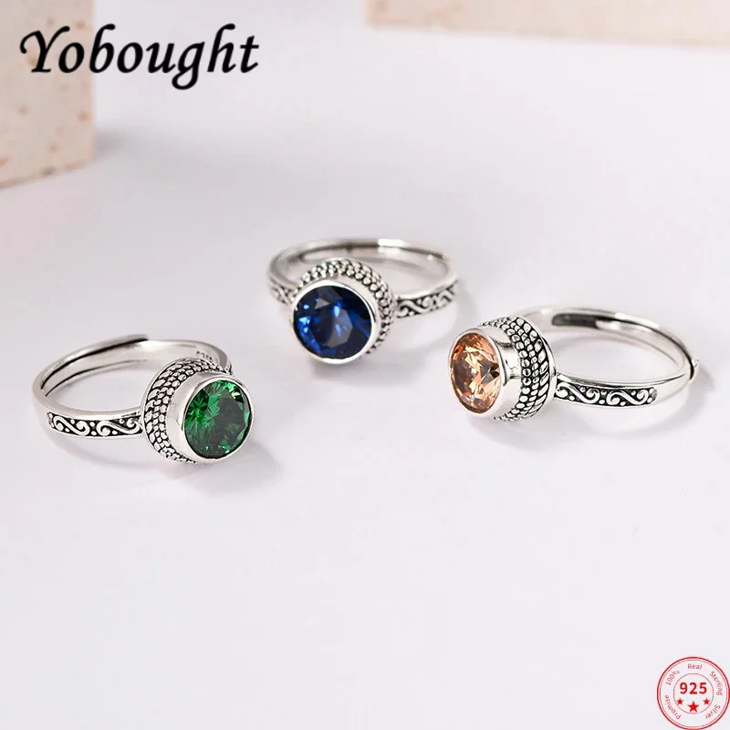 

S925 sterling silver rings for women men new fashion vintage totem round zircon high carbon diamond punk jewelry free shipping