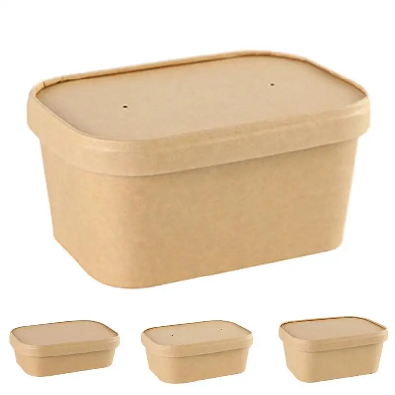 

Lunch Box Food Packaging Fast Food Box Microwave-Safe Take Out Lunch Boxes For Party Heavy Duty Kraft Paper Food Containers