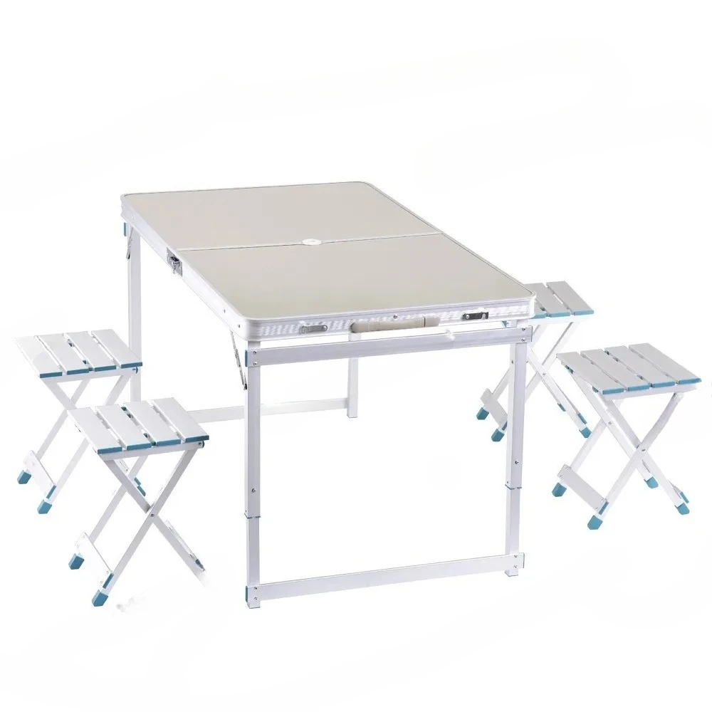 

One Table and Four Chairs Exhibition Stall Folding Table and Chair Set, Picnic Table, Split Aluminum Alloy Table and Chair Set