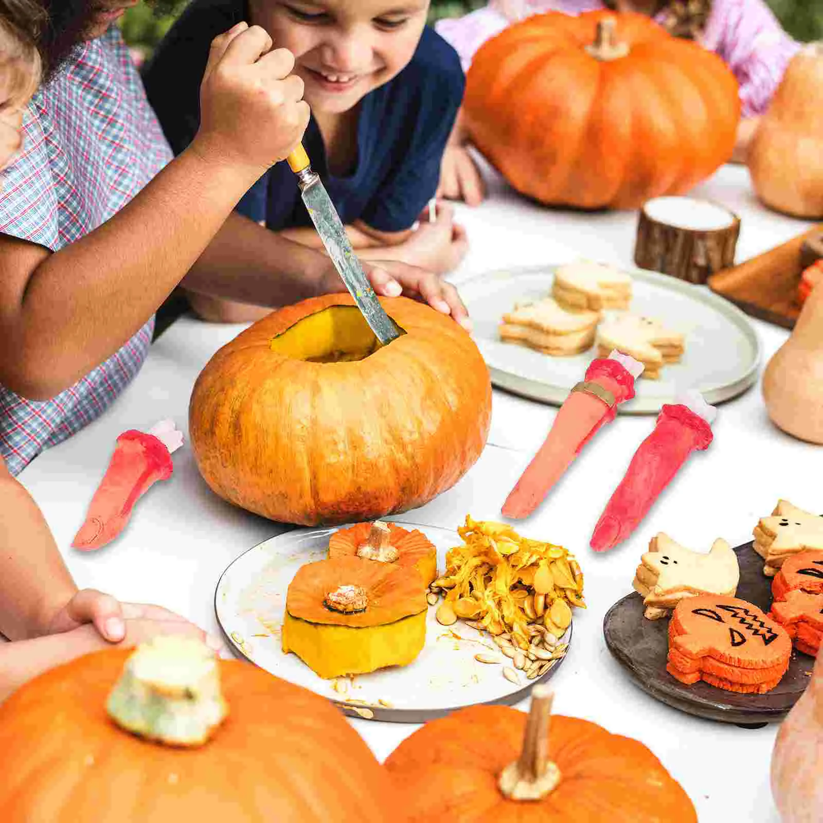 10 buah mainan pilar Prop jari berdarah portabel pesta palsu Prank Halloween terputus