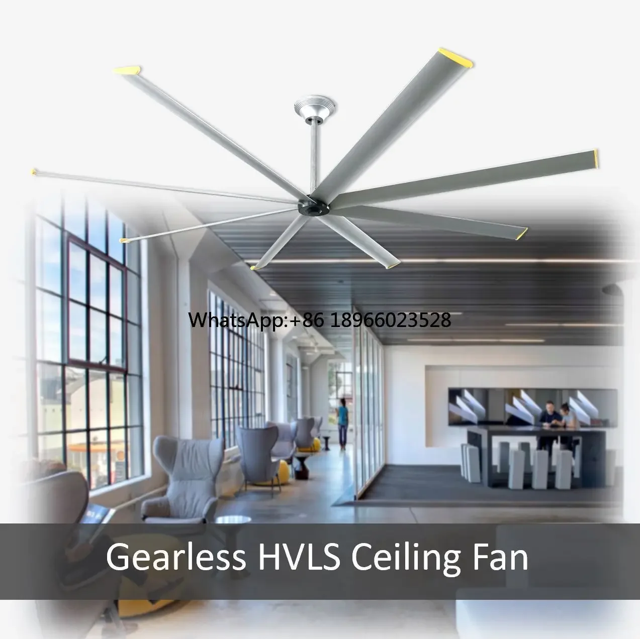 440W Day and Night Use 3meters Solar Panel Power Industrial HVLS Ceiling Cooling Air Cooler Fan